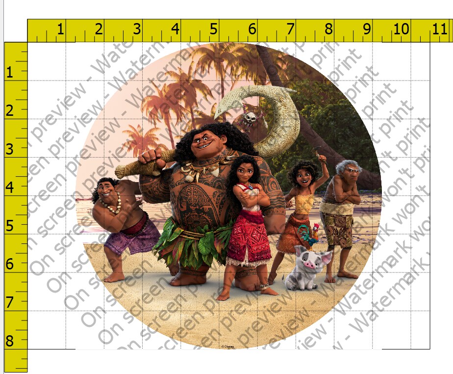 Moana Ocean Edible Cake Topper Image 7.5in Round
