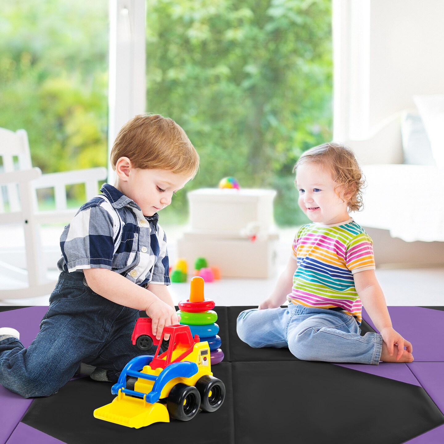 10-Feet Long Folding Exercise Mat with Waterproof PU Leather Cover Perfect for Stretches and Routines