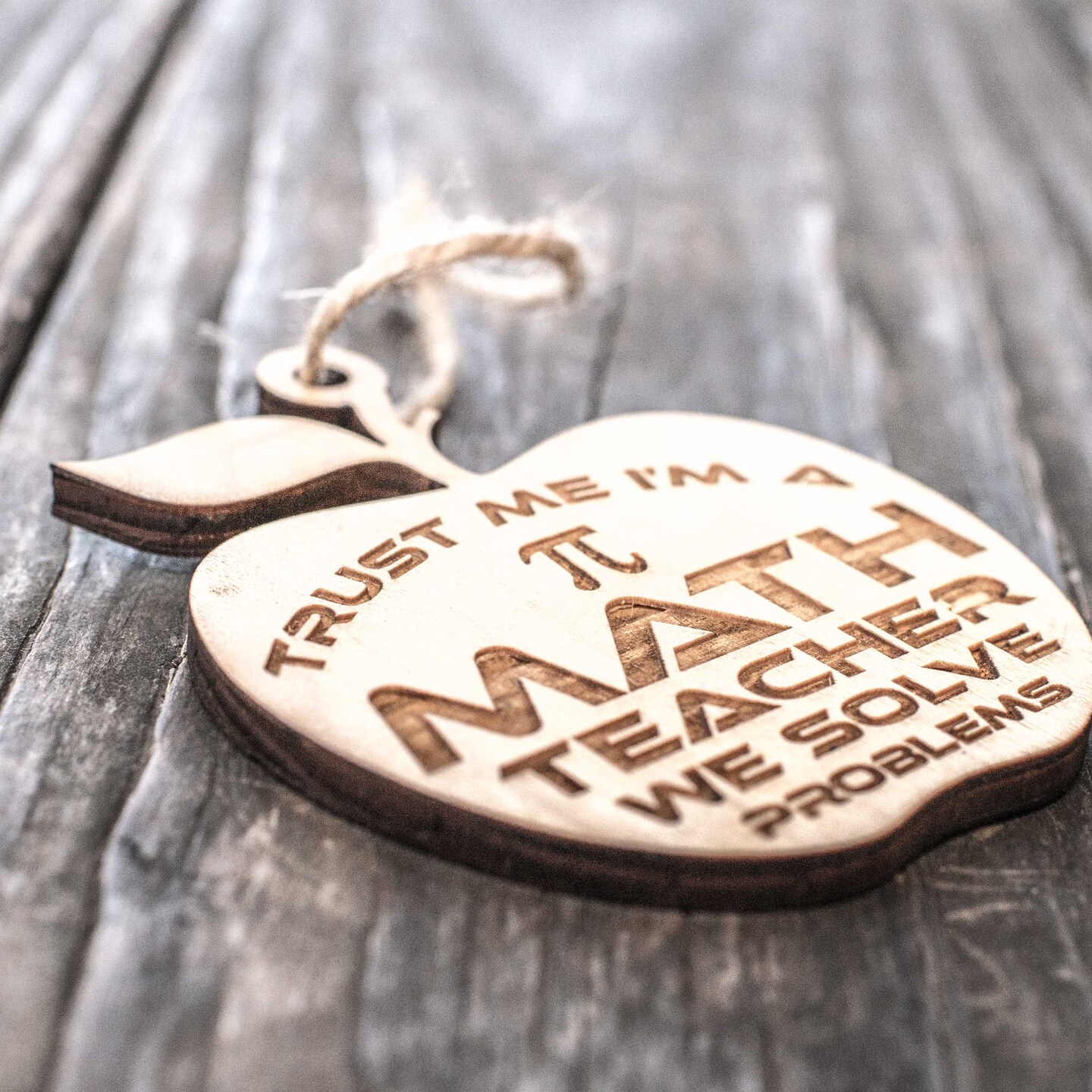 Ornament - Trust Me I&#x27;m a Math Teacher We Solve Problems - Raw Wood 3x3in