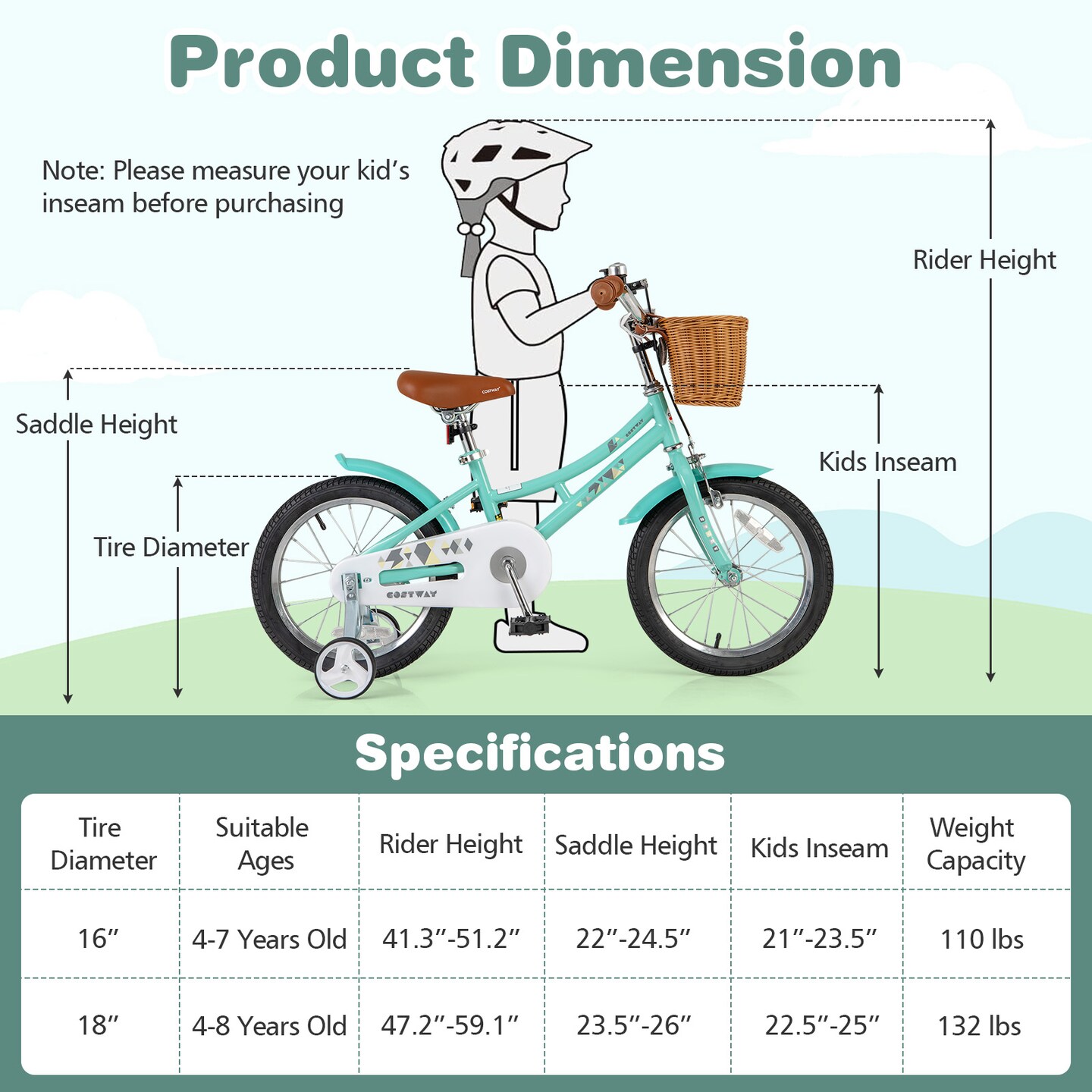 Kids Bike Adjustable Bicycle with Reflectors and Bell for Children 4-8 Years Old