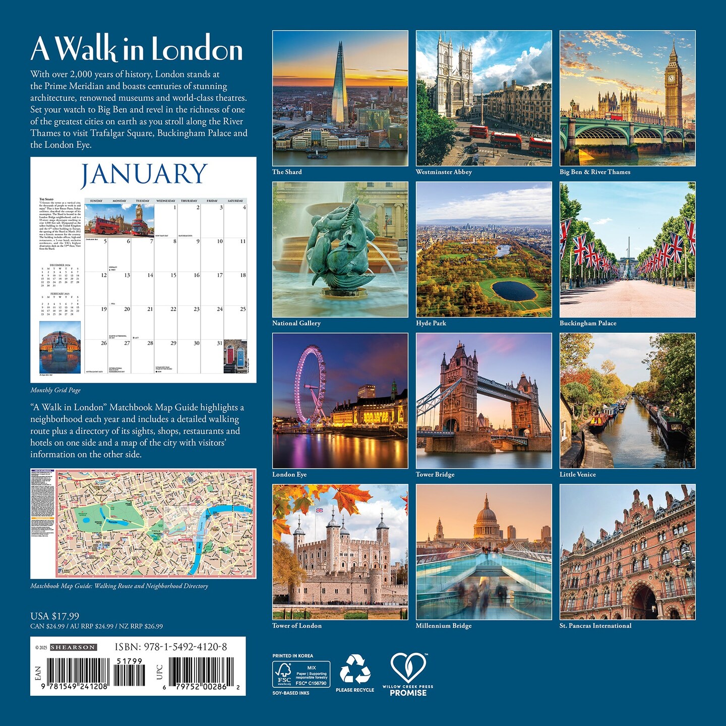 A Walk in London 2025 Wall Calendar