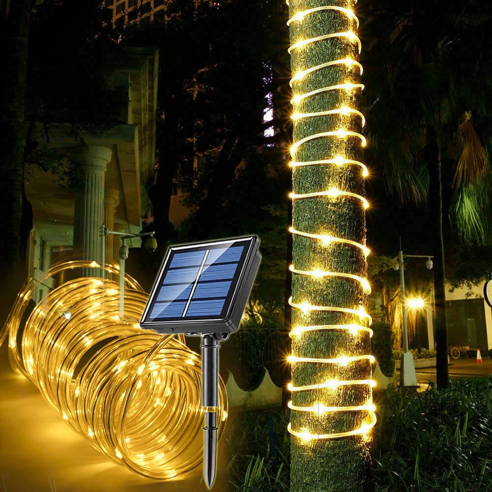 Solar Rope Lights Waterproof IP65 39FT 100LEDs Outdoor LED &#x200E;Solar Outdoor Lights for Party Garden Yard Home Wedding Christmas Halloween Holiday Tree Decoration Lighting