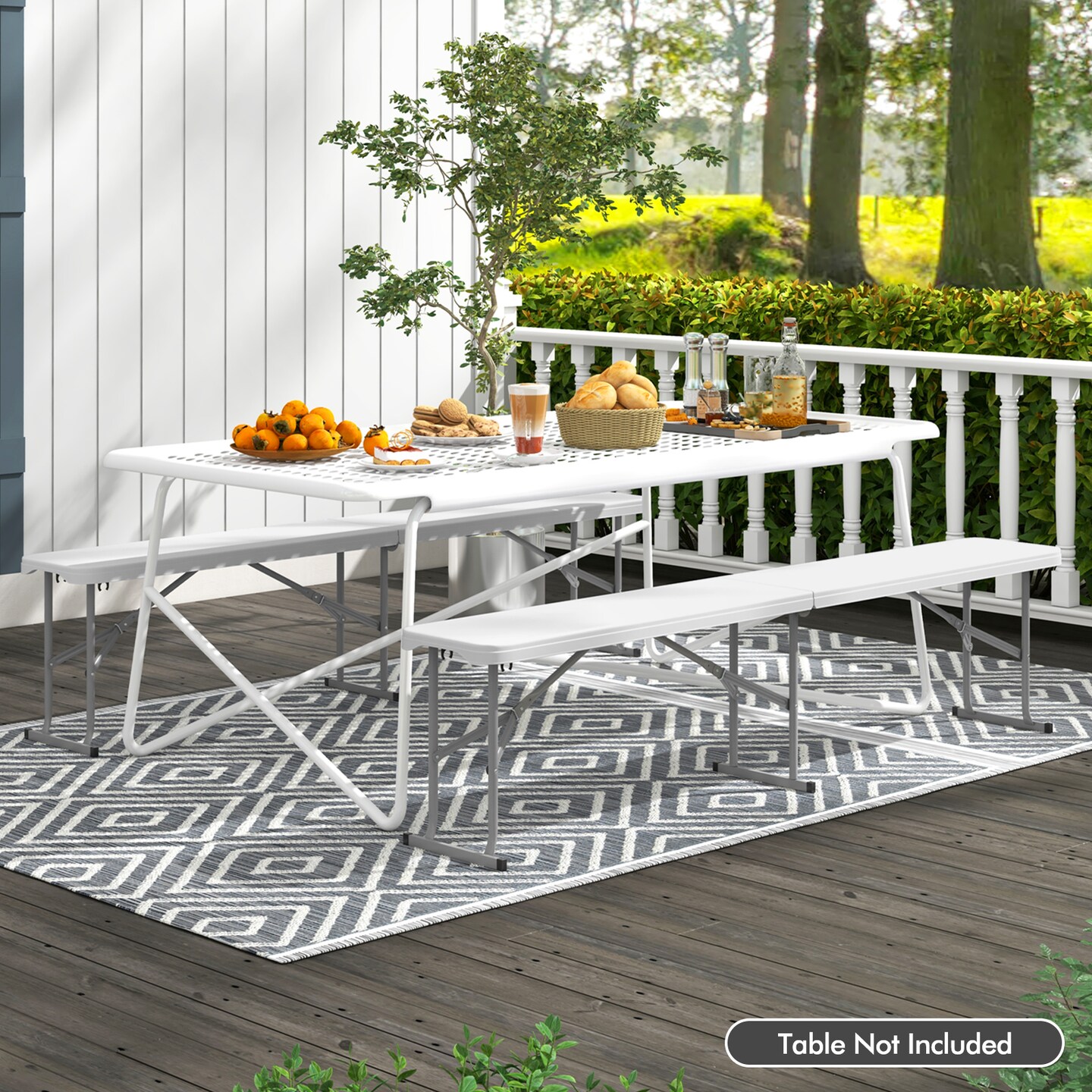 6 Feet Plastic Folding Bench Picnic Camping Dining Seat with Carrying Handle - 72&#x22; x 11&#x22; x 17&#x22; (L x W x H)
