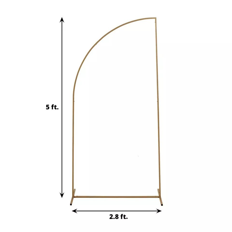 5ft Gold Metal Floral Display Frame Half Moon BACKDROP STAND Wedding Arch Party
