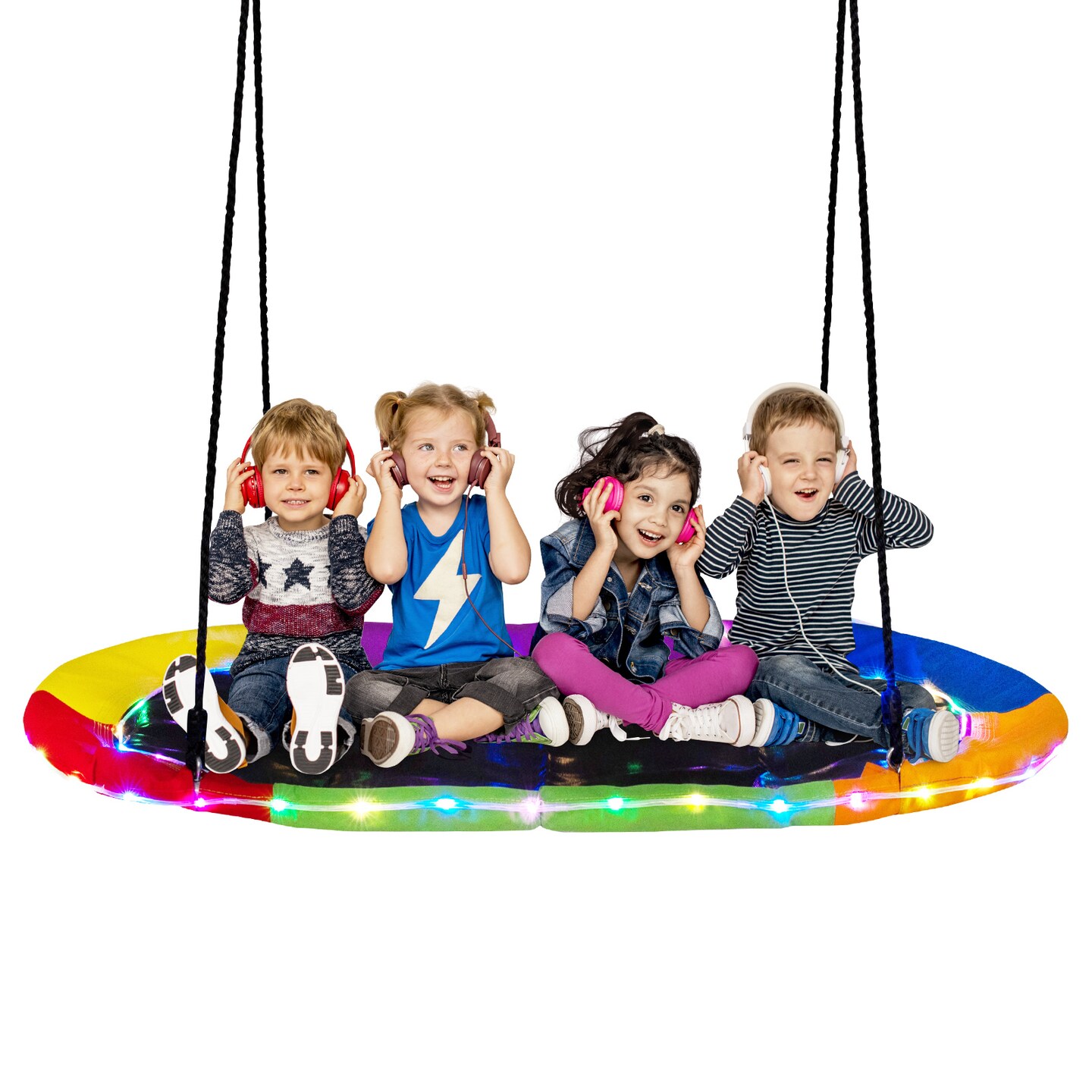 60-Inch Saucer Swing with LED Lights, Multicolor Swing for Kids and Adults - 60&#x22; x 32&#x22;(L x W)