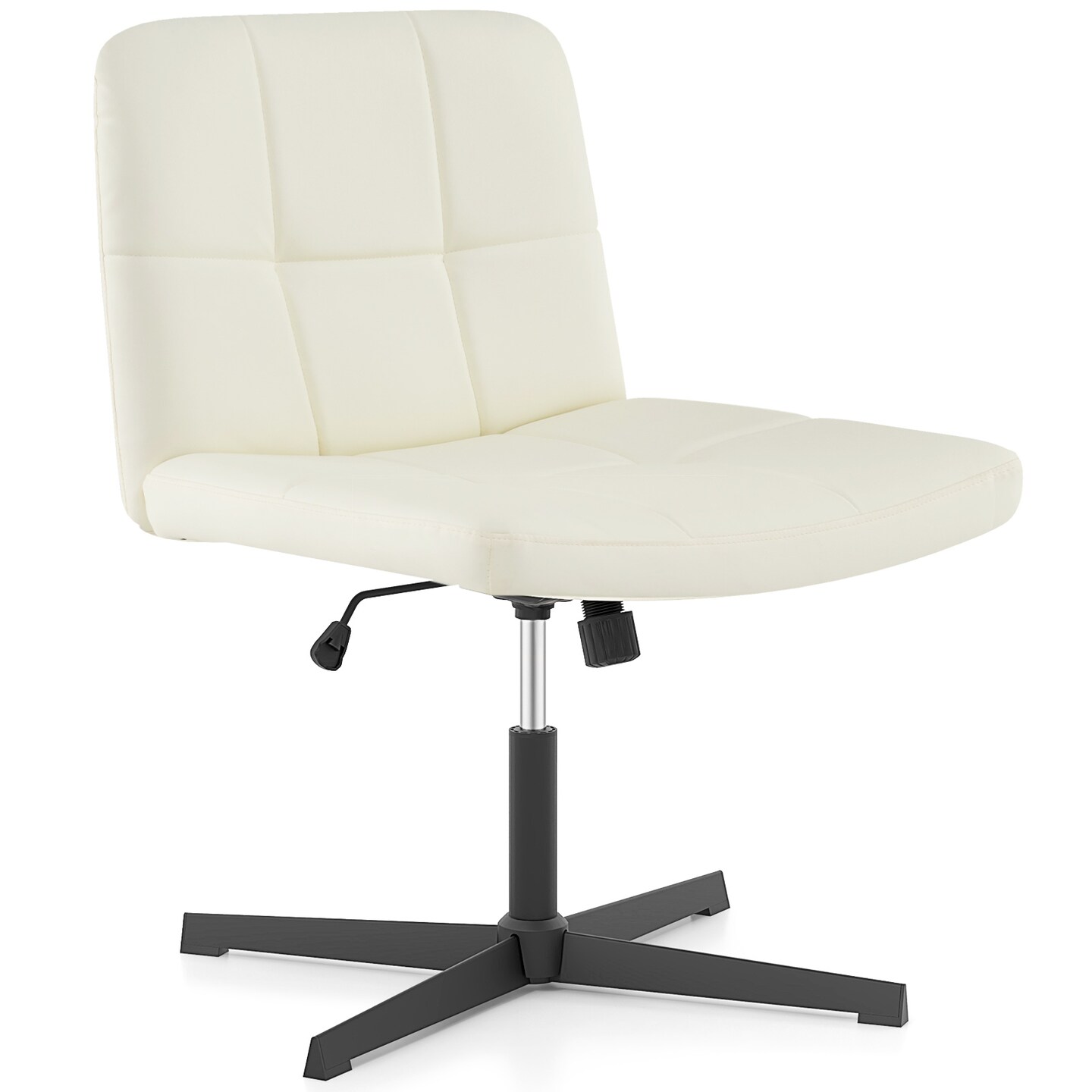 PU Leather Cross-Legged Office Chair with Oversized U-Shaped Seat for Home Office or Vanity