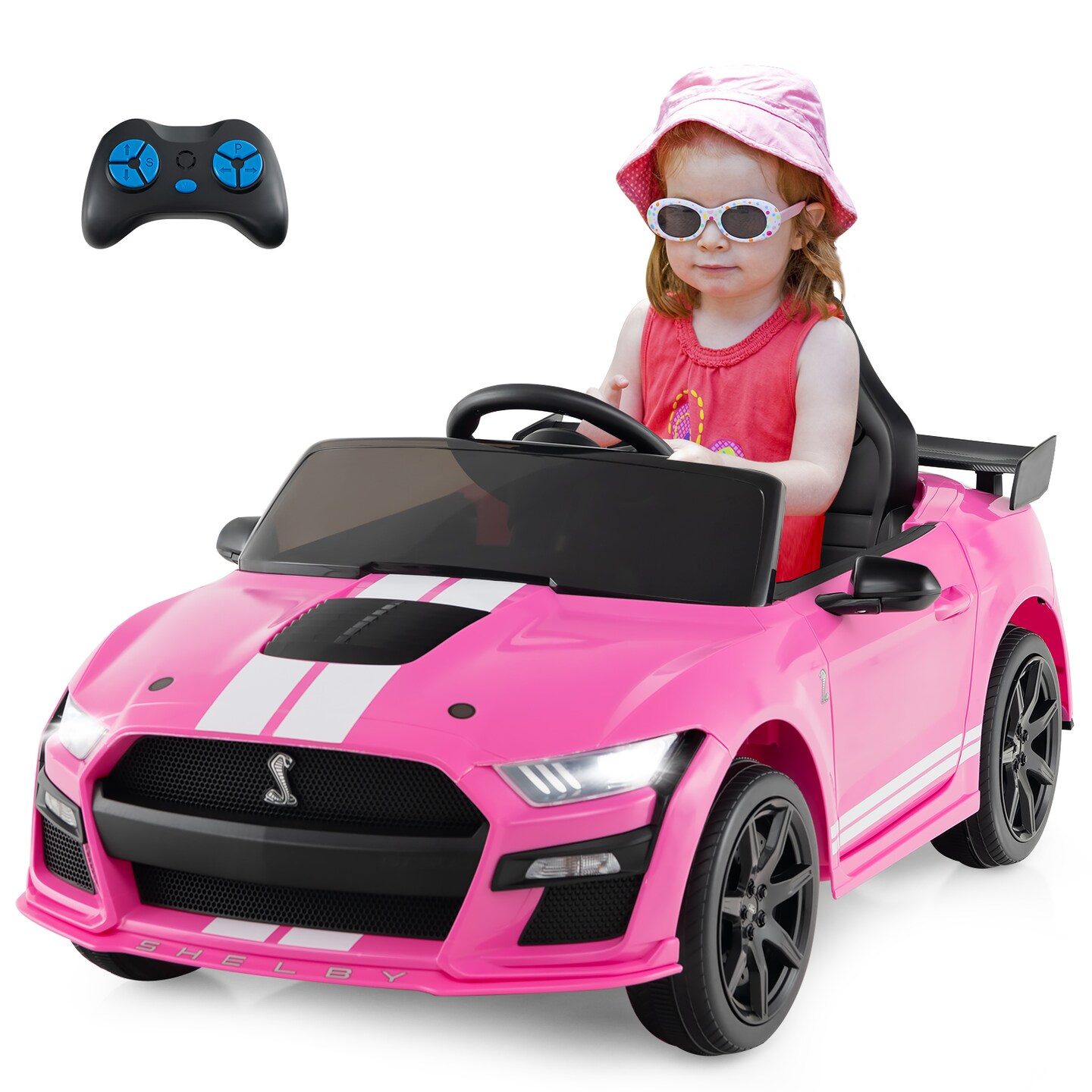 12V Licensed Ford Mustang Shelby GT500 Kids Ride on Car with Remote Control for Kids Aged 3-8-Red