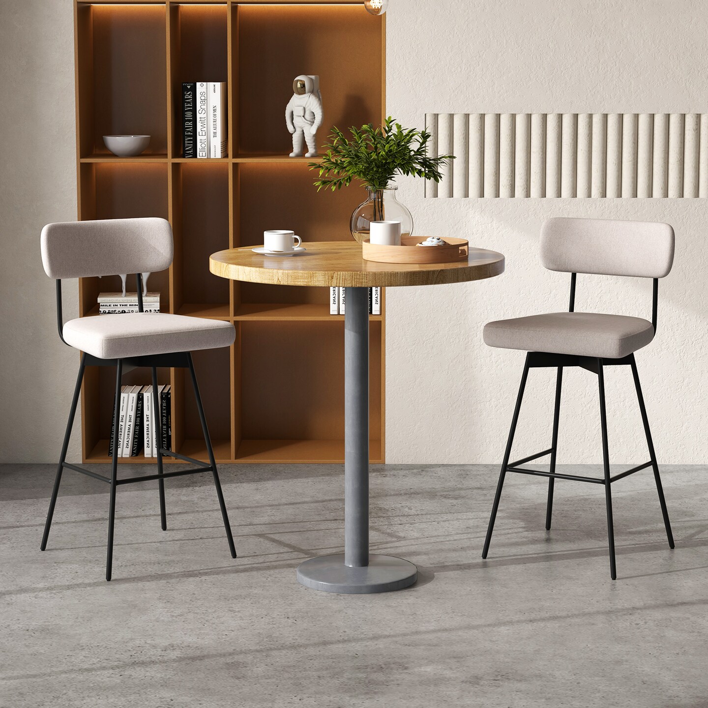 Set of 2 25-Inch Counter Height Upholstered Swivel Bar Stools - 18.5&#x22; x 20&#x22; x 35.5&#x22;