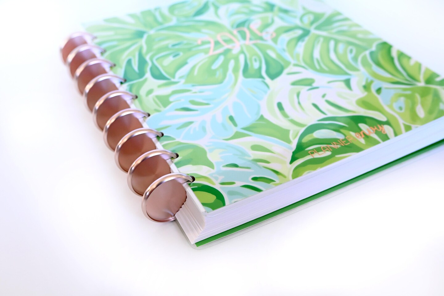 2025 Planner - Mini Horizontal Layout, Disc Bound - "Tropical Greens" (#1011)