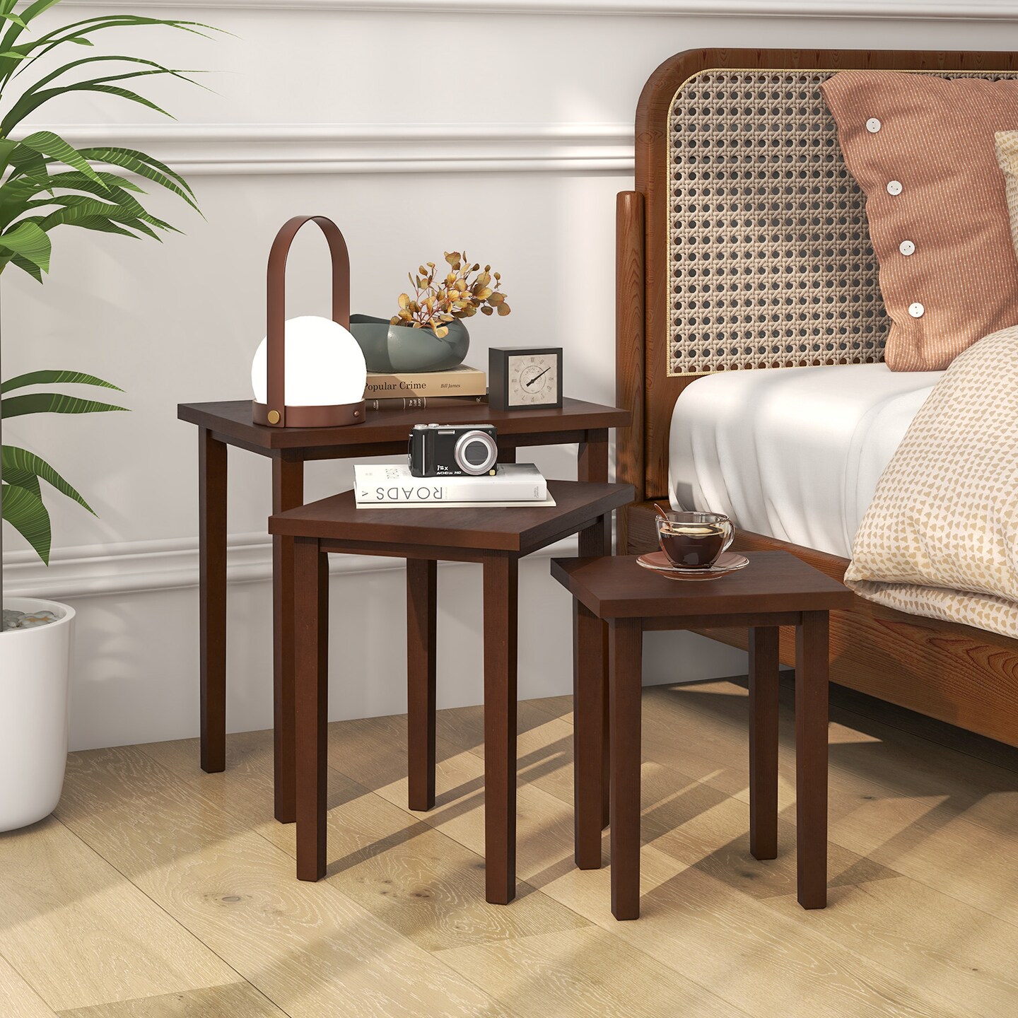 3-Piece Farmhouse Rectangle Side Table Set for Living Room - 19&#x22; x 13&#x22; x 18&#x22; (L x W x H)