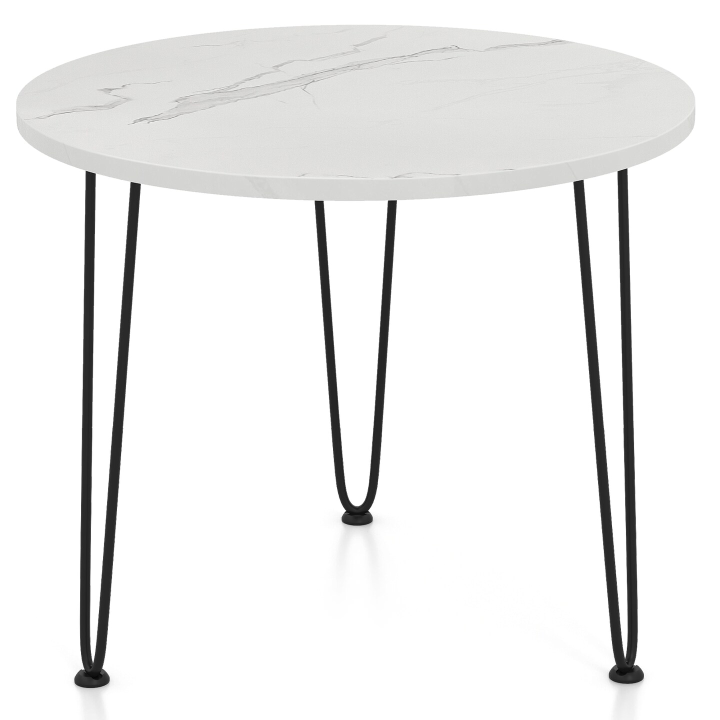 Round Coffee Table with Thickened Tabletop and Metal Tripod Legs