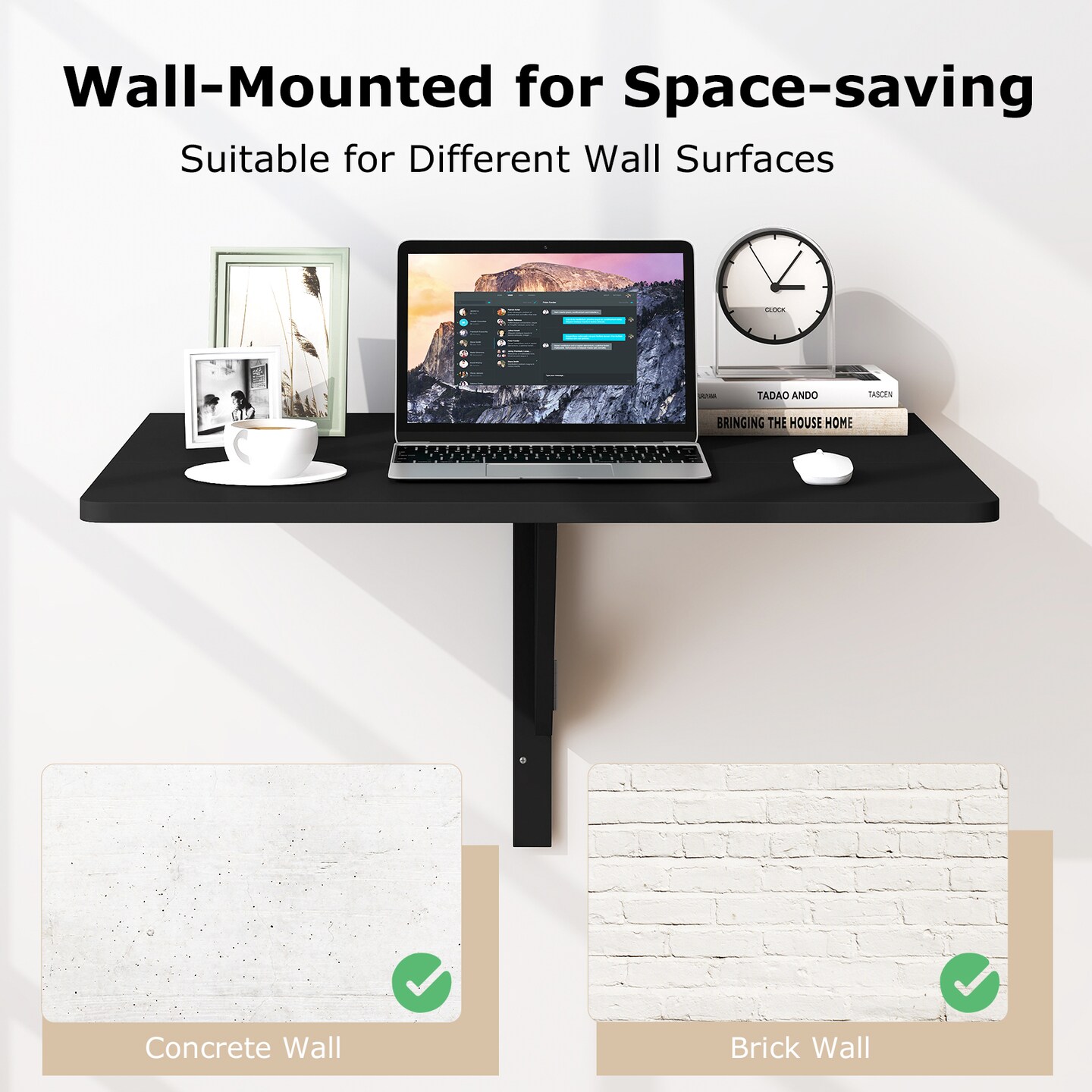 Space Saver Folding Wall-Mounted Drop-Leaf Table - 31.5&#x22; x 23.5&#x22; x 17.0&#x22; (L x W x H)
