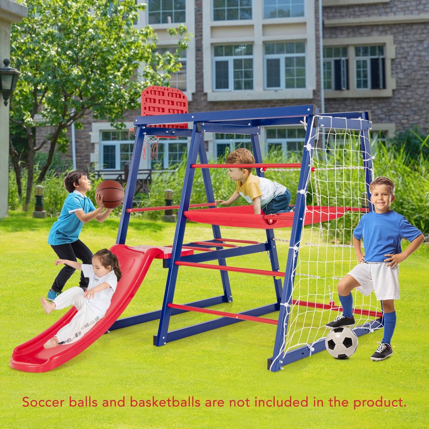 7-In-1 Metal Toddler Climbing Toys for 3-7 Years Old - 59&#x22; x 56&#x22; x 57.5&#x22; (L x W x H)