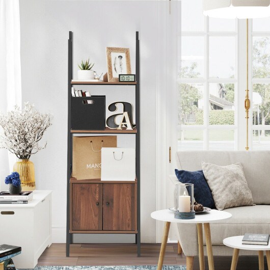 3-Tier Metal Frame Ladder Shelf Bookcase for Stylish Home Organization
