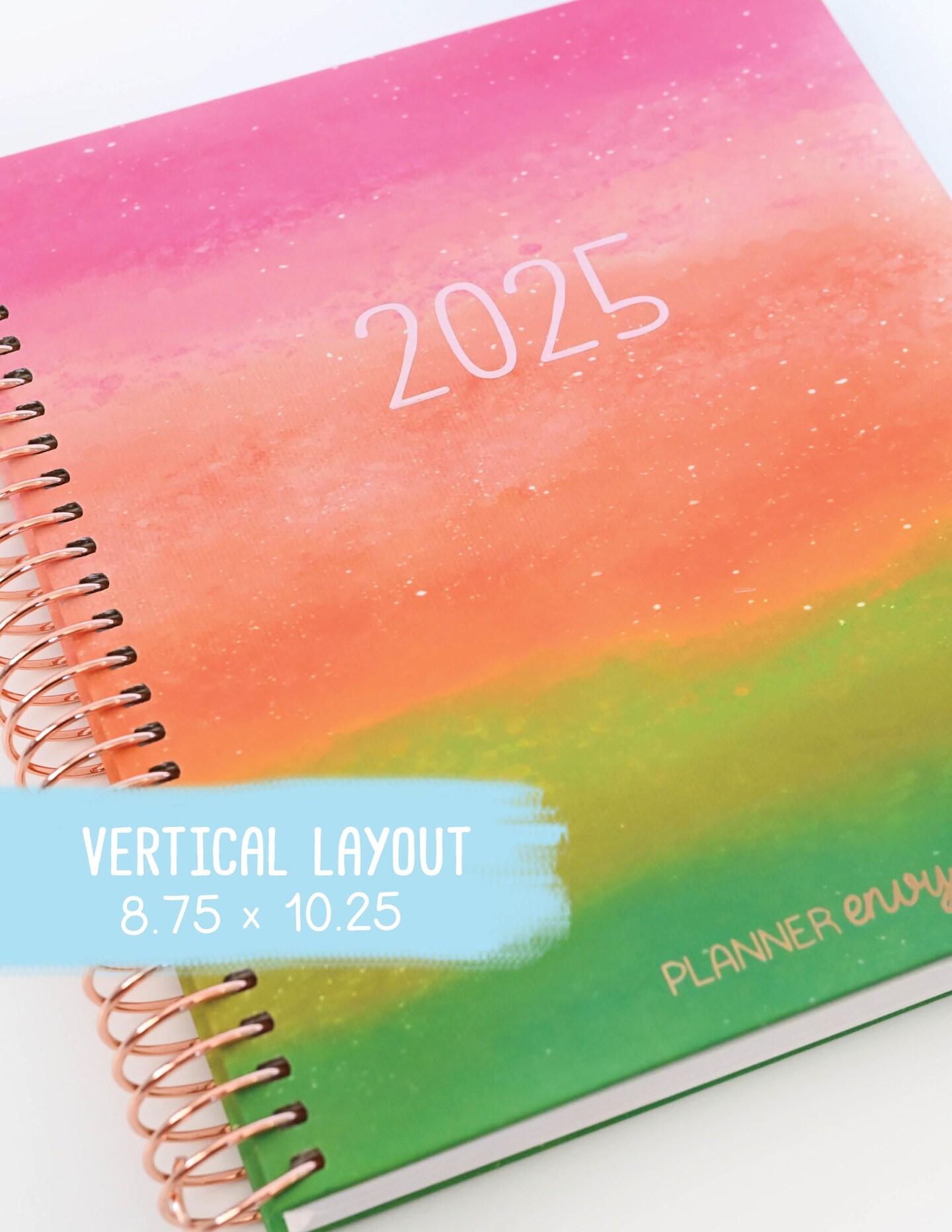 2025 Planner - Vertical Layout, Spiral Bound - &#x22;Rainbow Glitz&#x22; (#301)
