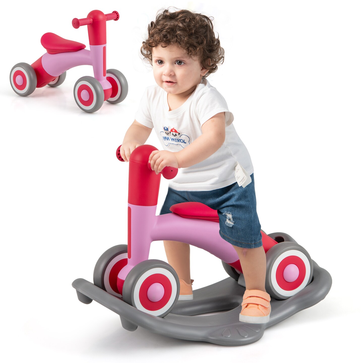 3-in-1 Kids Rocking Horse with Balance Board and Removable Seat - 16 L x 24 W x 18.5 H