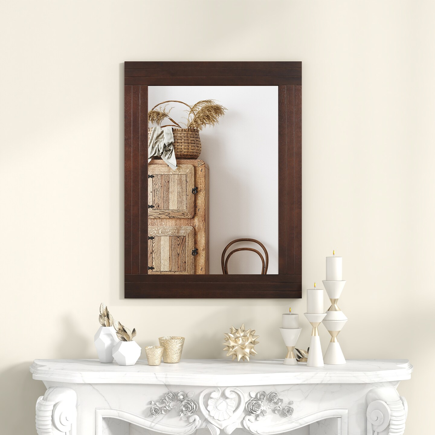 Wood Framed Wall Mirror for Bedroom Living Room Vanity Entryway - 32&#x22; x 24&#x22; (L x W)