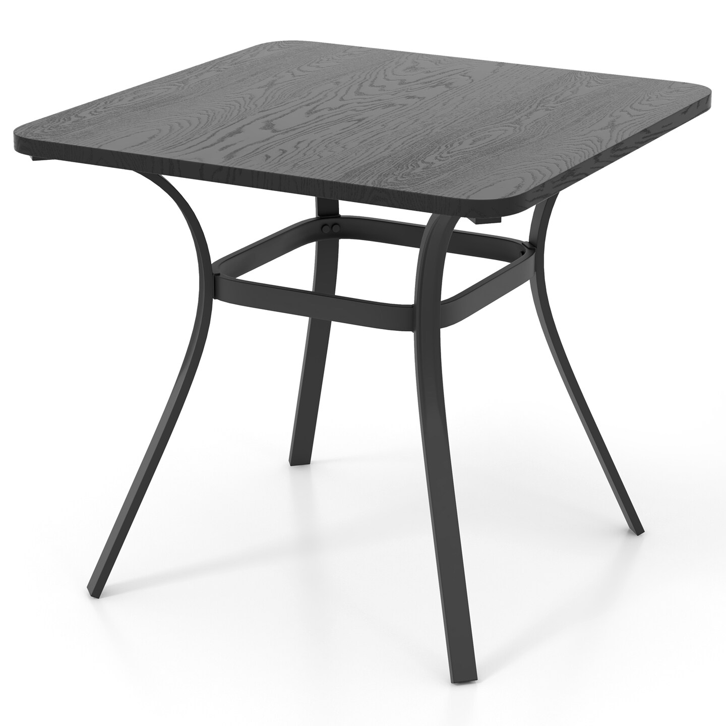 32" Square Outdoor Grey Metal Patio Dining Table for 4 with Wood-Like Top and Frame