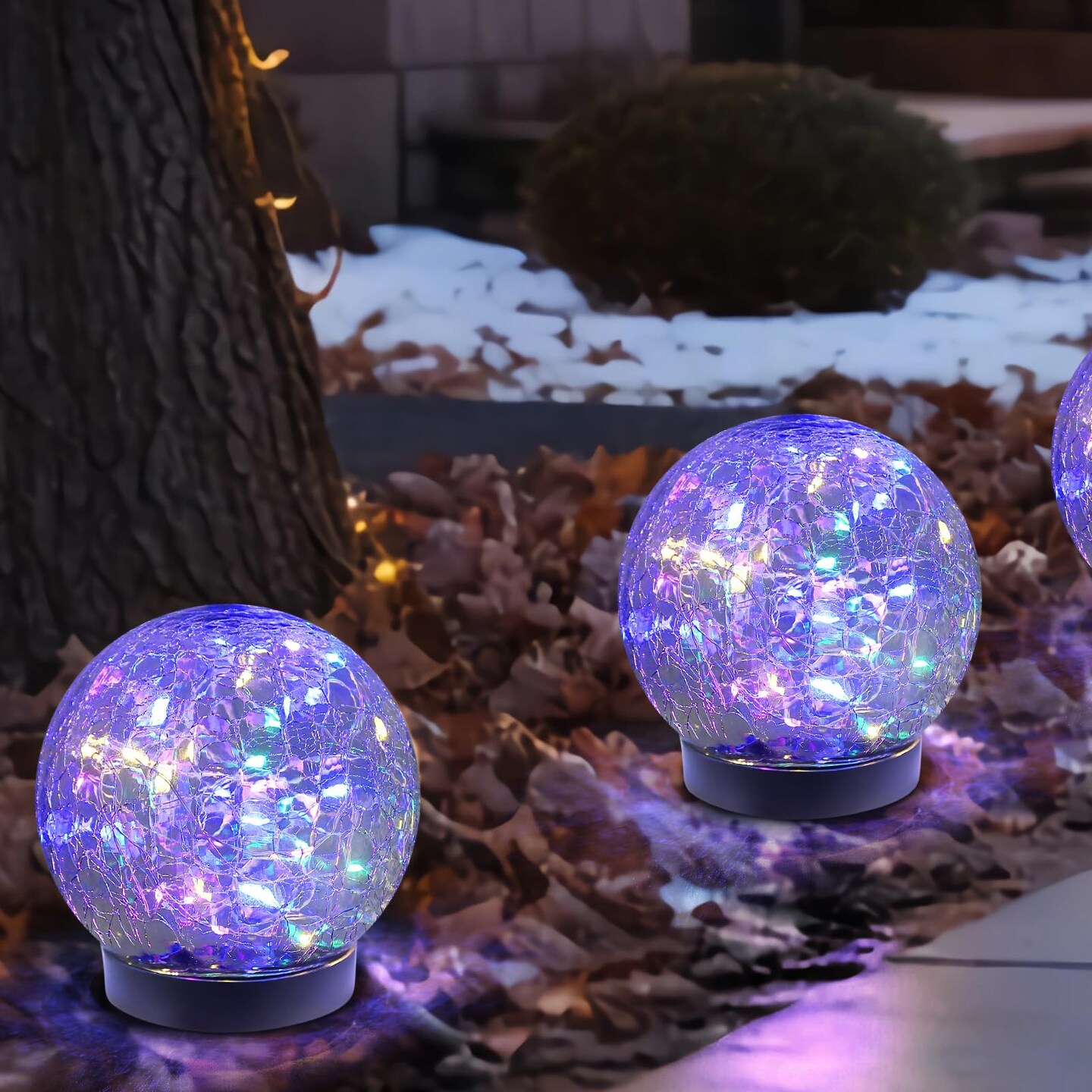 MLKNK Solar Globe Lights Outdoor Waterproof-Solar Balls-Solar Garden Lights-Solar Orbs for Outside 2 Pack Cracked Glass Ball for Lawn Patio Yard Backyard Decorations