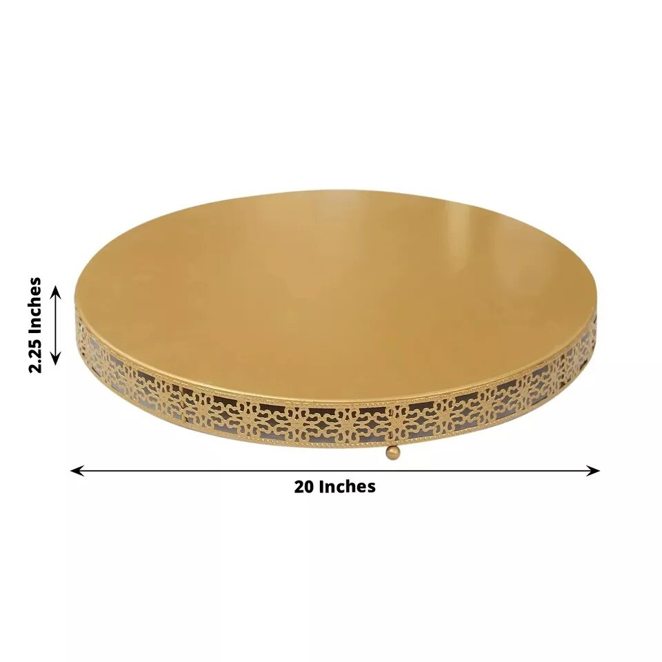 20 in Gold Metal Fleur De Lis Round CAKE STAND Dessert Display Pedestal Party