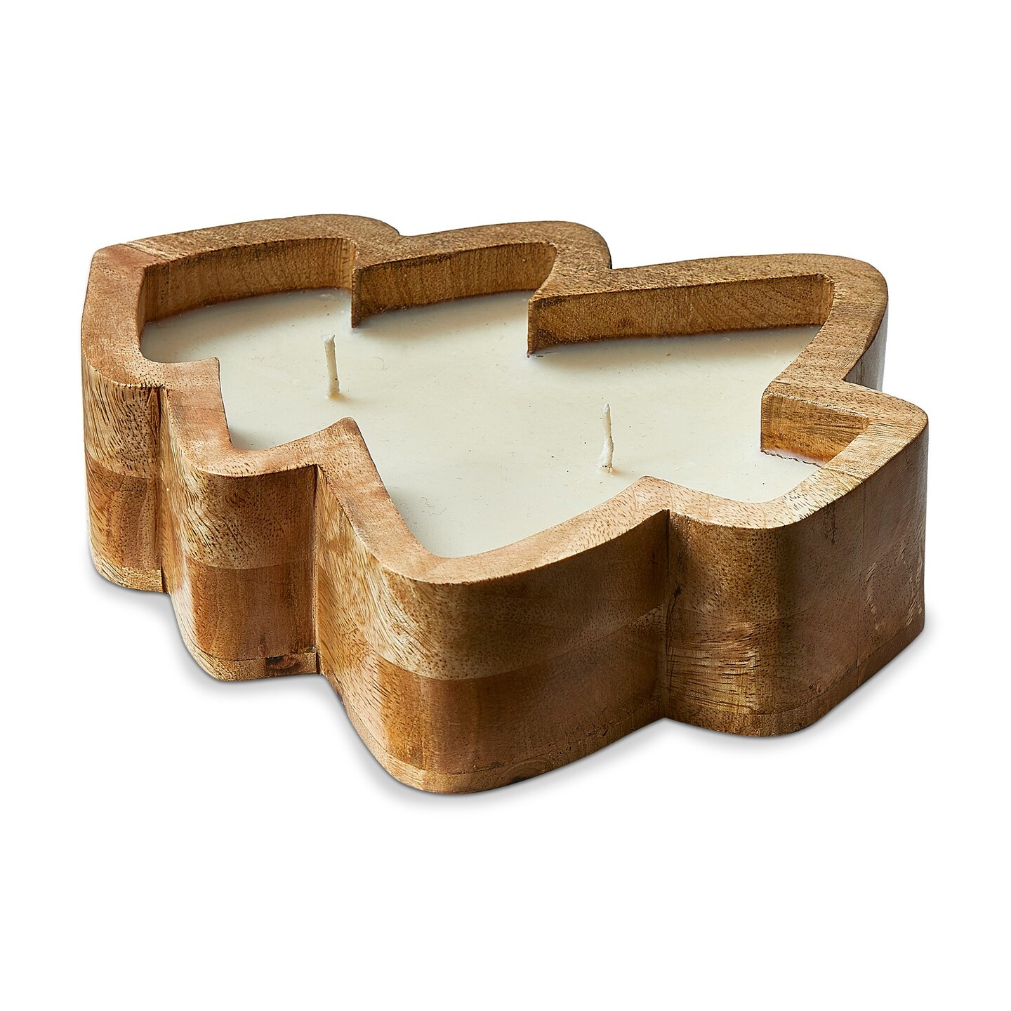 Artisan Fir Tree Doughbowl Candle - Sculpted White Wax Candle, 15hr Burn Time, 21oz, Perfect for Christmas Decor