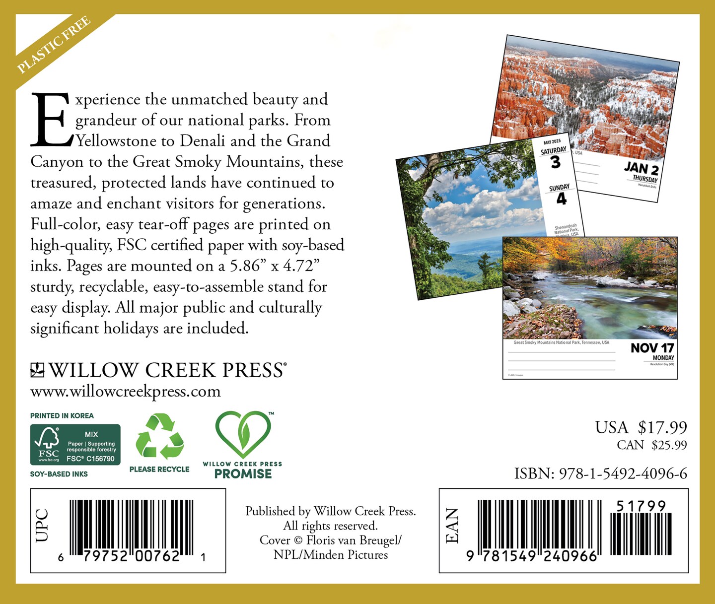 National Parks 2025 Box Calendar, Daily Desktop