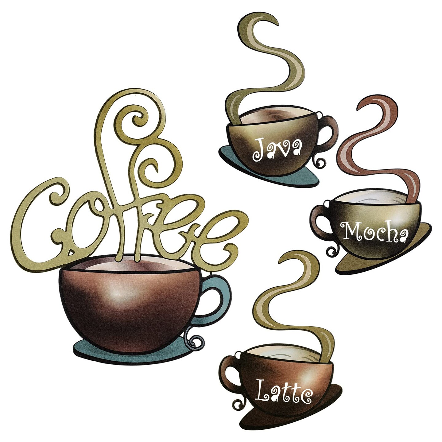 4 Pieces Metal Coffee Cup Wall Decor Coffee Bar Decor Coffee Decor Cafe Themed Wall Art Decoration Vintage Coffee Cup Wall Signs for kitchen decorations wall Coffee Shop Restaurant Lounge Decorations