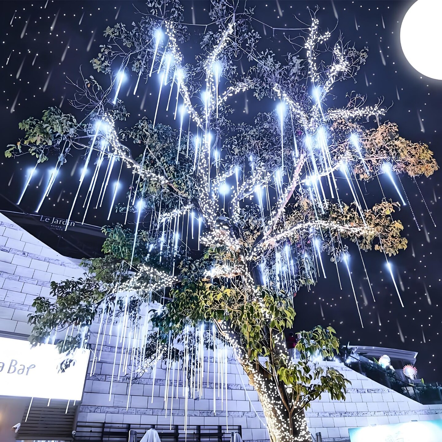 Aukora Rain Drop Lights, LED Meteor Shower Lights 11.8 inch 8 Tubes 192leds, Icicle Snow Falling Lights for Xmas Wedding Party Holiday Garden Tree Christmas Thanksgiving Decoration Outdoor (White)