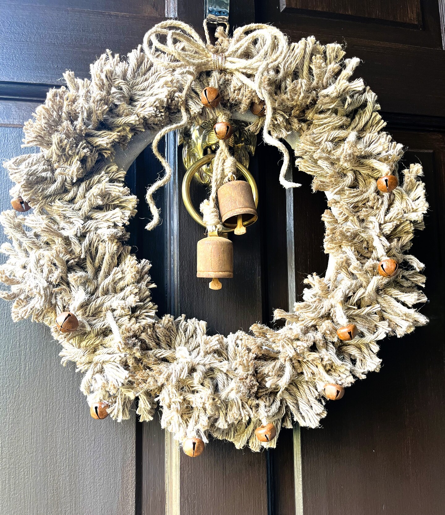 Rustic Christmas Wreath| Rope Wreath| Vintage| Rusty Bells