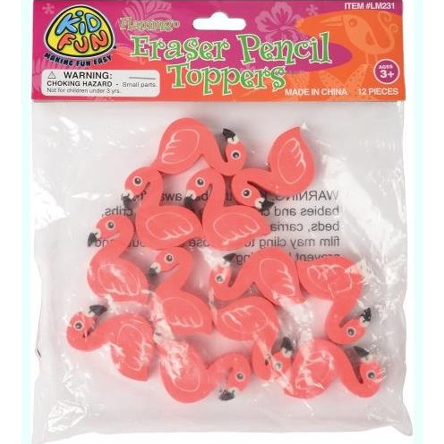 Flamingo Eraser Pencil Toppers Include 12 Units