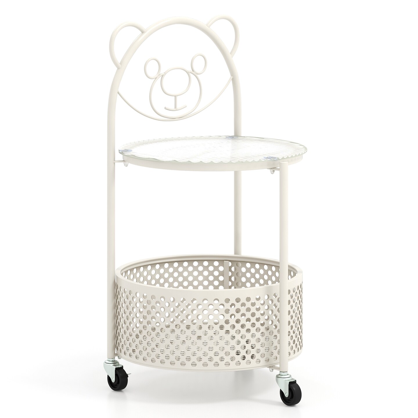 Modern Sofa Side Table on Lockable Wheels for Any Room - 16" x 14.5" x 28"(L x W x H)