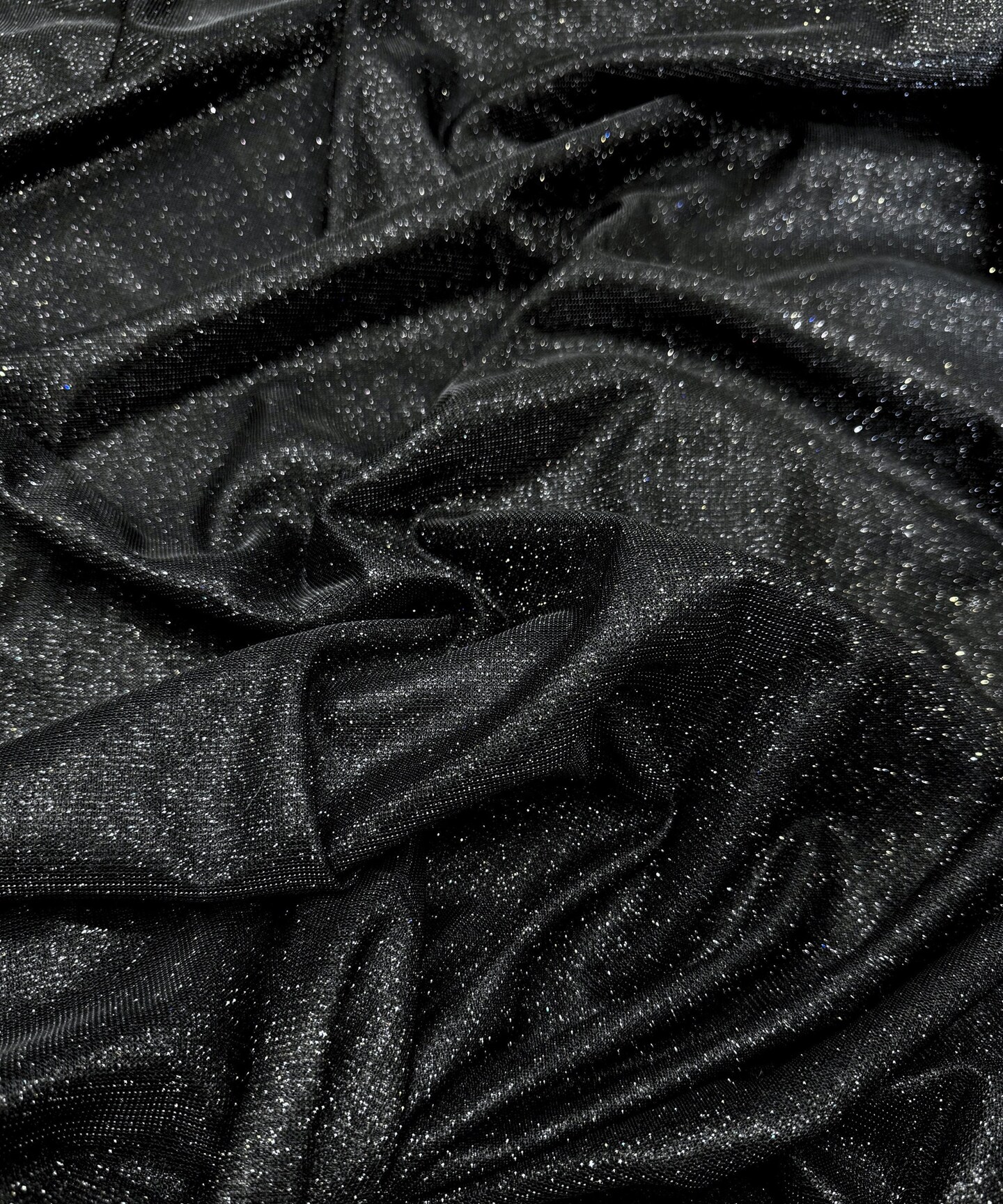Black Glitter Lurex Knit Fabric by the Yard, 60" Wide Sparkle Metallic Stretch Fabric for Costumes, Gowns, Dancewear