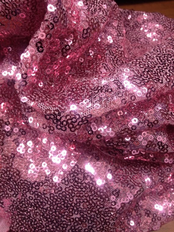 1 Yard Pink Glitz Sequin Fabric Sparkly Spangle Mesh for Costumes Decor Crafts 55 Inch Width