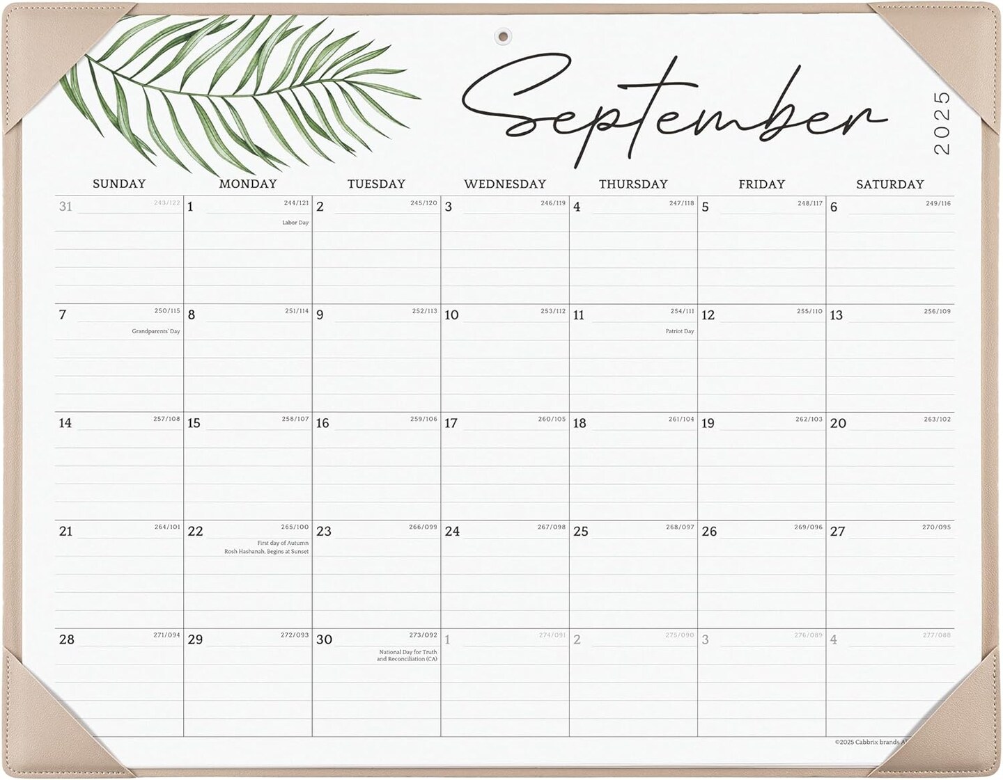 Large Desk Calendar 2025-2026 - 21 x 16-1/2 Inch - Green