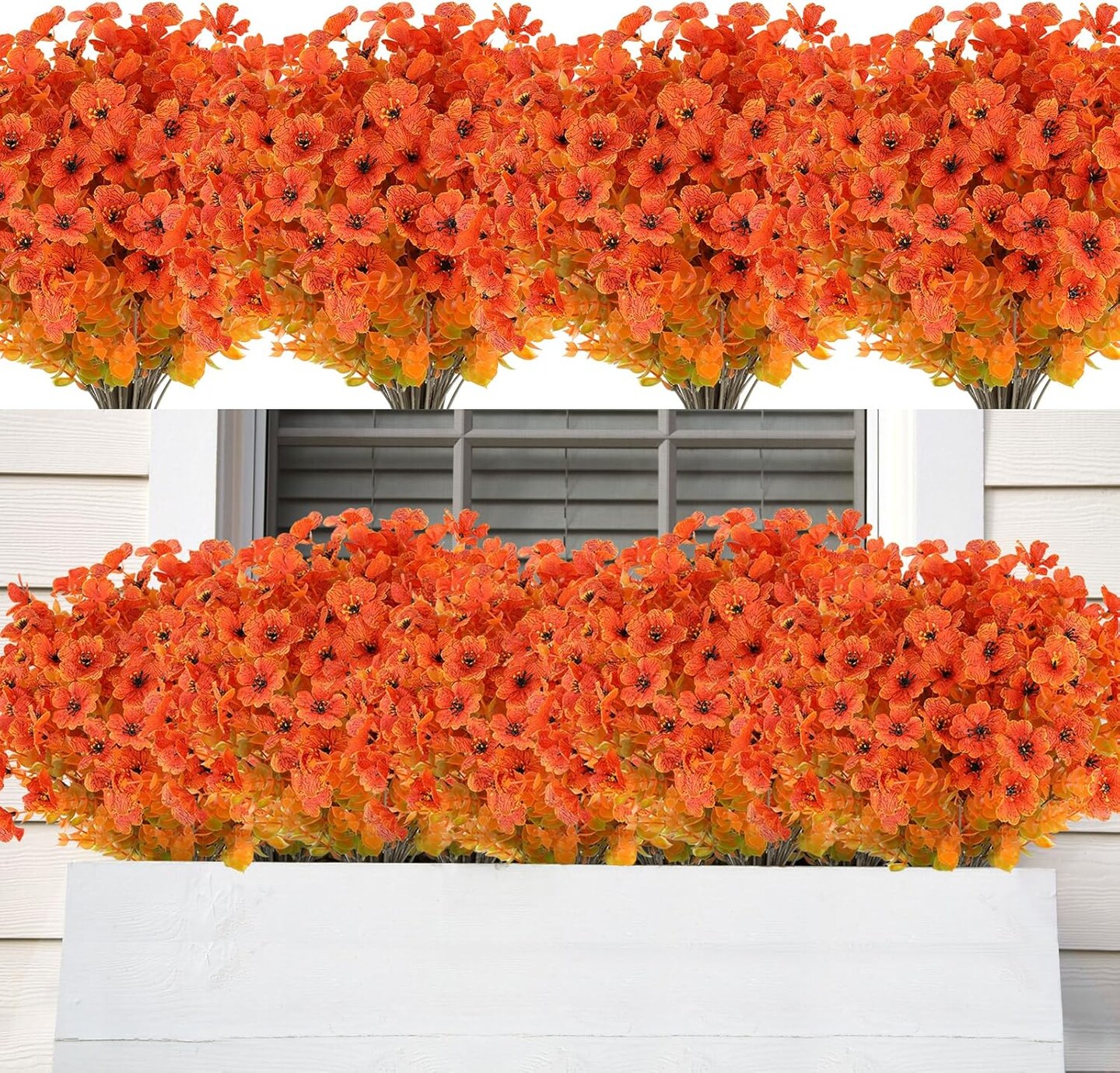 20 Bundles Fall Orange Artificial Flowers for Outdoor