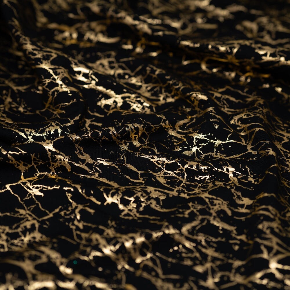 1 Yard Cracked Foil Printed Microflex Fabric, 36" x 58/60" Wide 4 Way Stretch Nylon Spandex