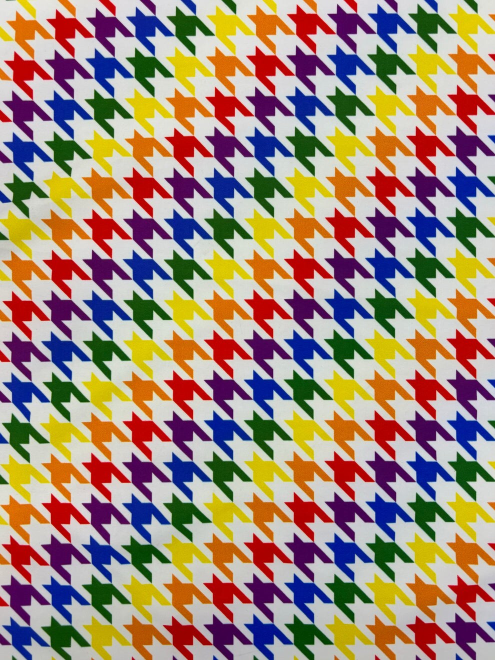 1 Yard Rainbow Houndstooth Print Spandex Fabric Four-Way Stretch ...