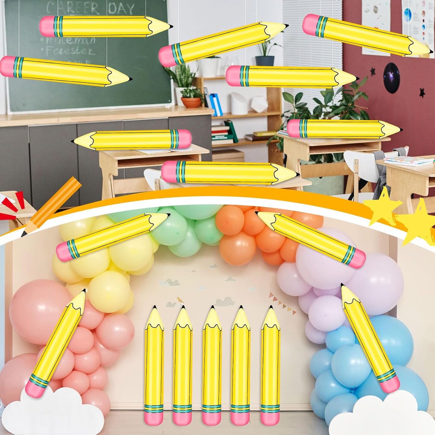 3 Pcs 27 Inch Giant Large Inflatable Pencil Back to School