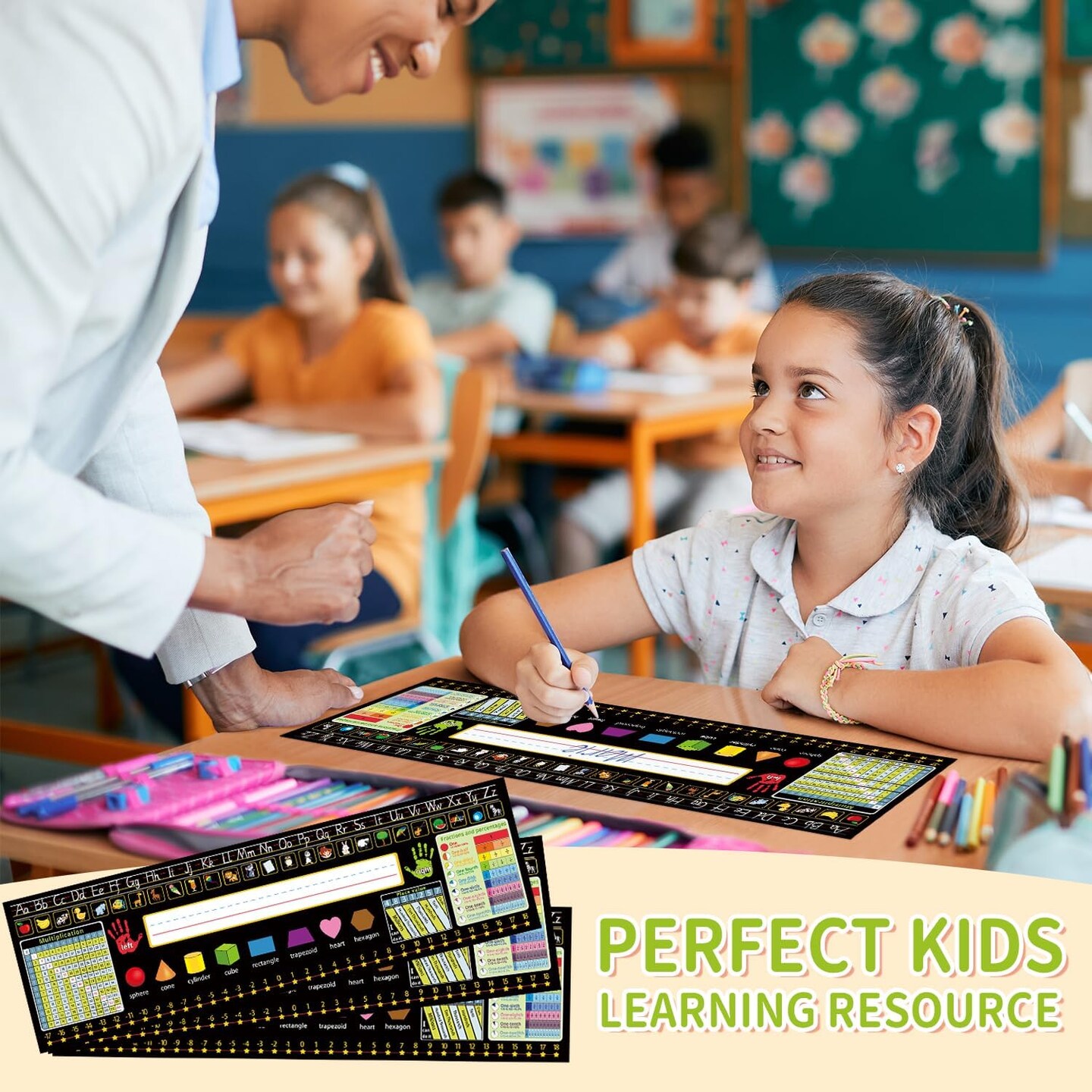 Self Adhesive Name Tags for Classroom Student Desks (Black Name Tags) 17.3 x 5 Inch