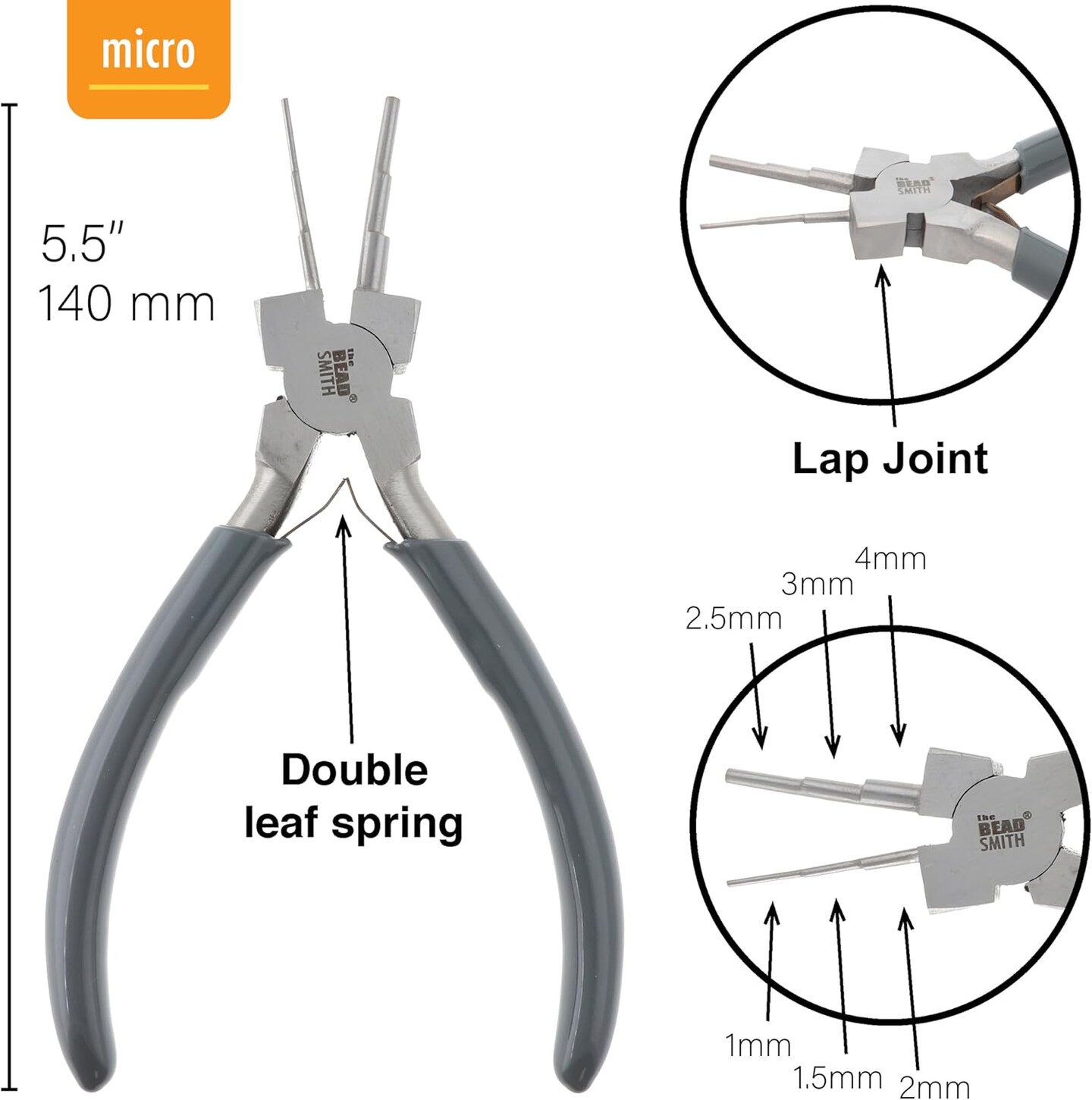 The Beadsmith Micro Wire Looping Pliers &#x2013;Loops &#x26; Jump Rings, Polished Steel Head &#x26; PVC Comfort Handle