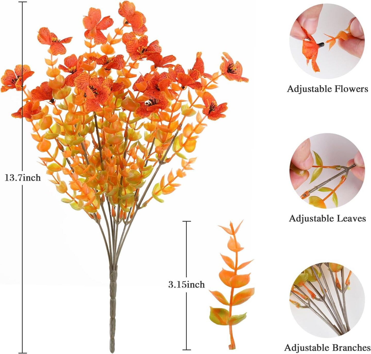 20 Bundles Fall Orange Artificial Flowers for Outdoor