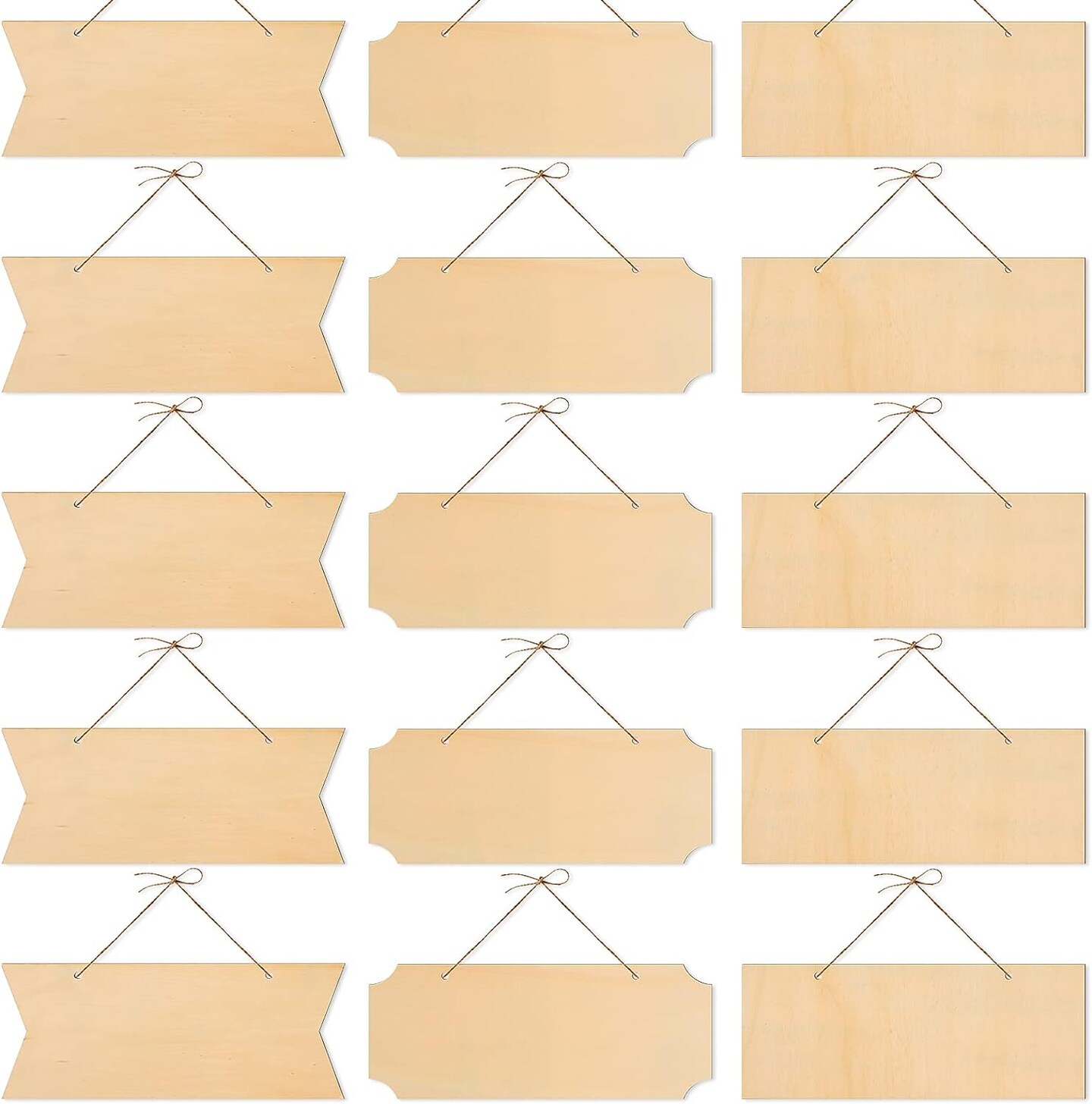 15 Pieces Unfinished Hanging Wood Sign