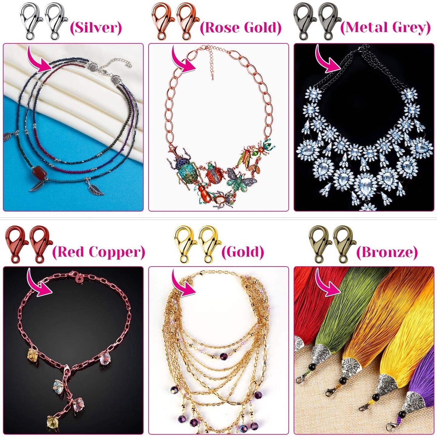 Jump Rings, 2340Pcs Open Jump Rings and Lobster Clasps Jewelry Making Supplies Kit for Necklace and Jewelry Repair