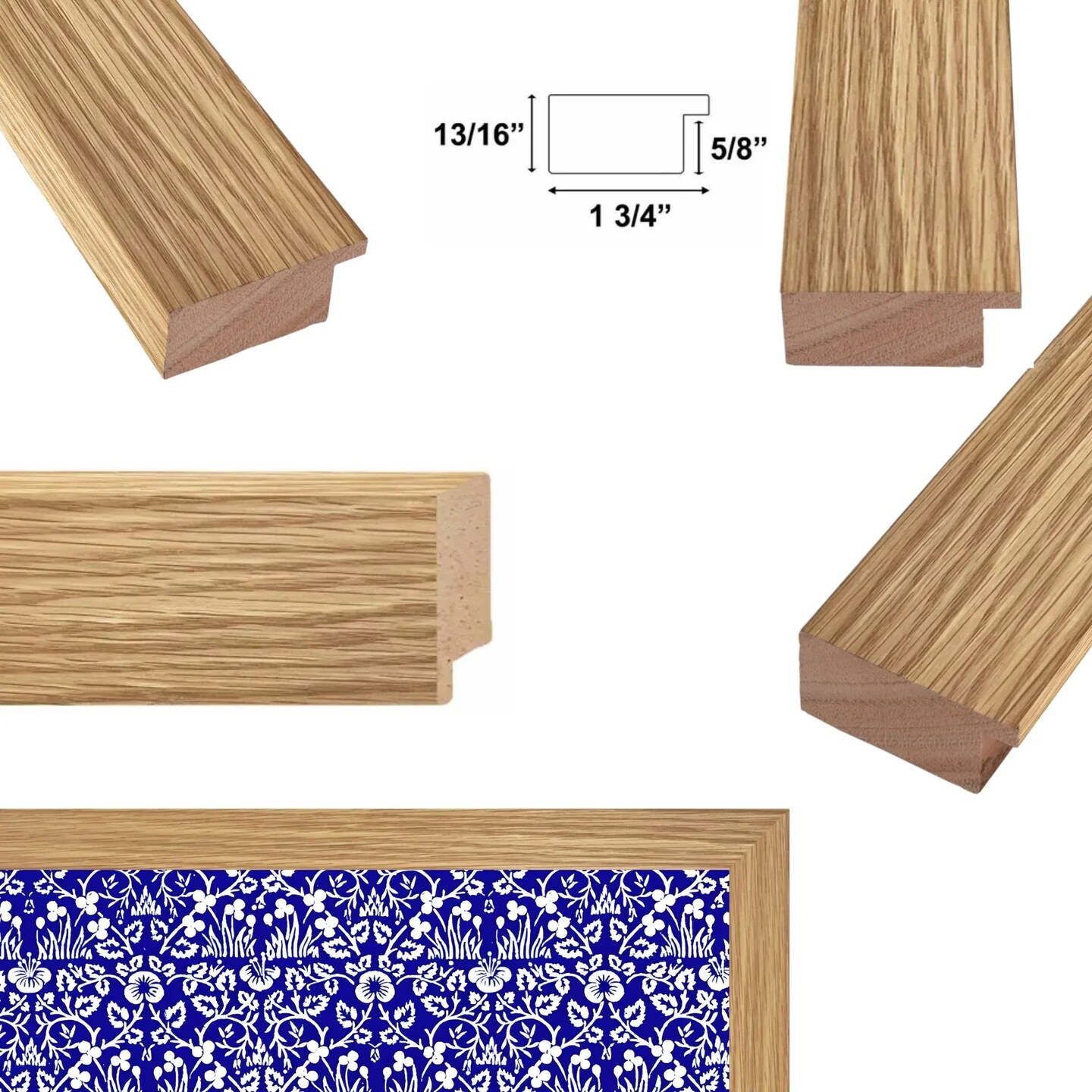 Large Framed Corporate Office Decor Wall Art Canvas 40x60 Inch - William Morris - Deep Blue