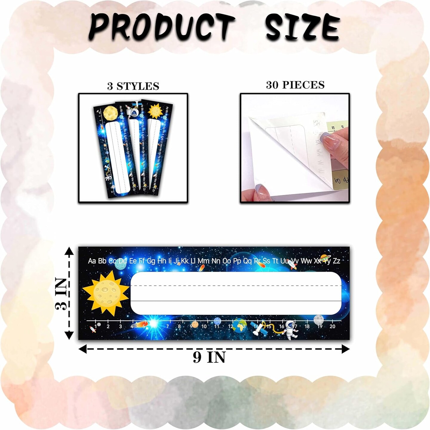 Solar System Galaxy Rocket Ship Number Line Name Tags for Kids