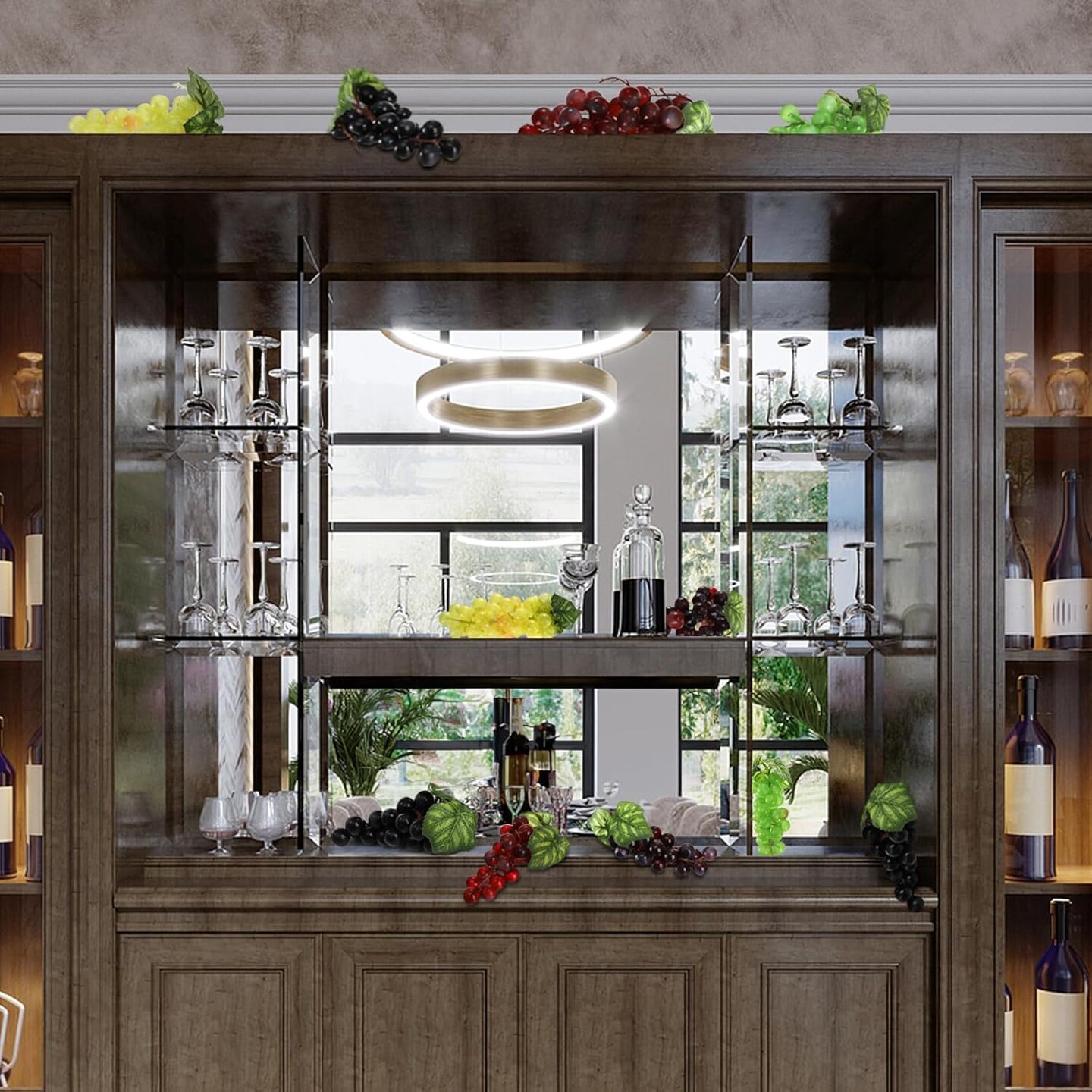 12 Bunches Artificial Grapes, Simulation Lifelike Grape Clusters, 6 Colors, 2 Size