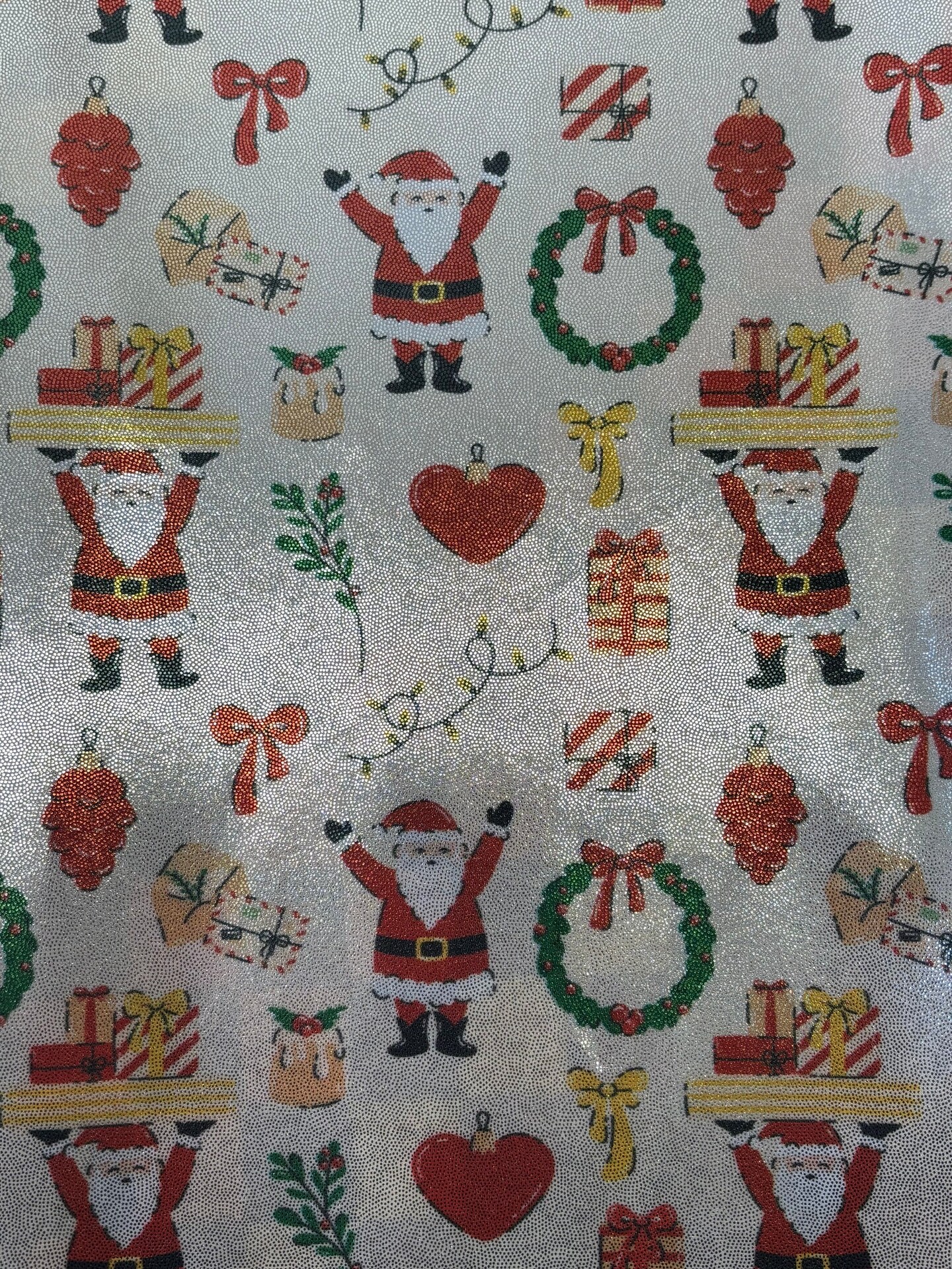 1 Yard Jolly Santa Printed Mystique Spandex Fabric 4-Way Stretch Holiday Material 36" x 60"