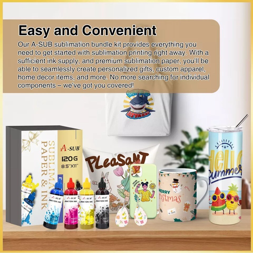 A-SUB Sublimation Paper & Ink Bundle - For Inkjet ET-2803 ET-2720