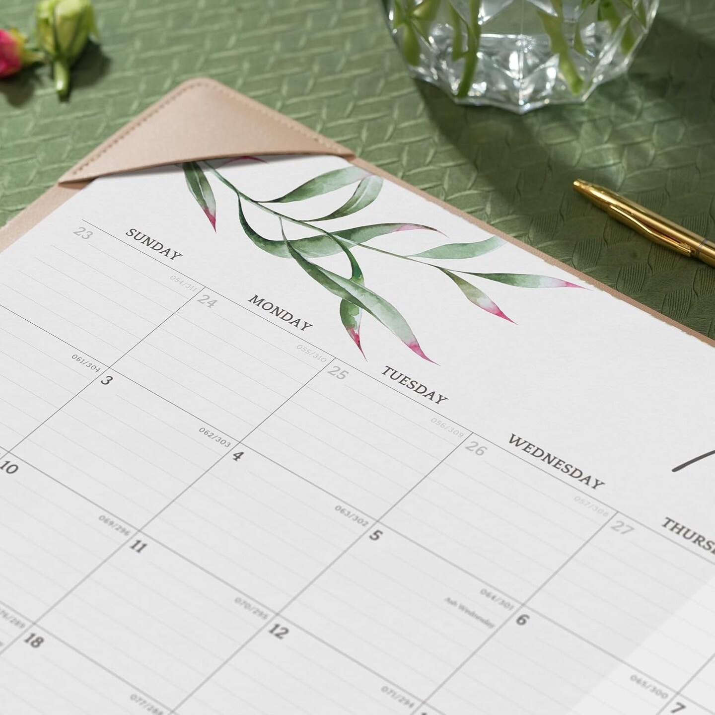 Large Desk Calendar 2025-2026 - 21 x 16-1/2 Inch - Green