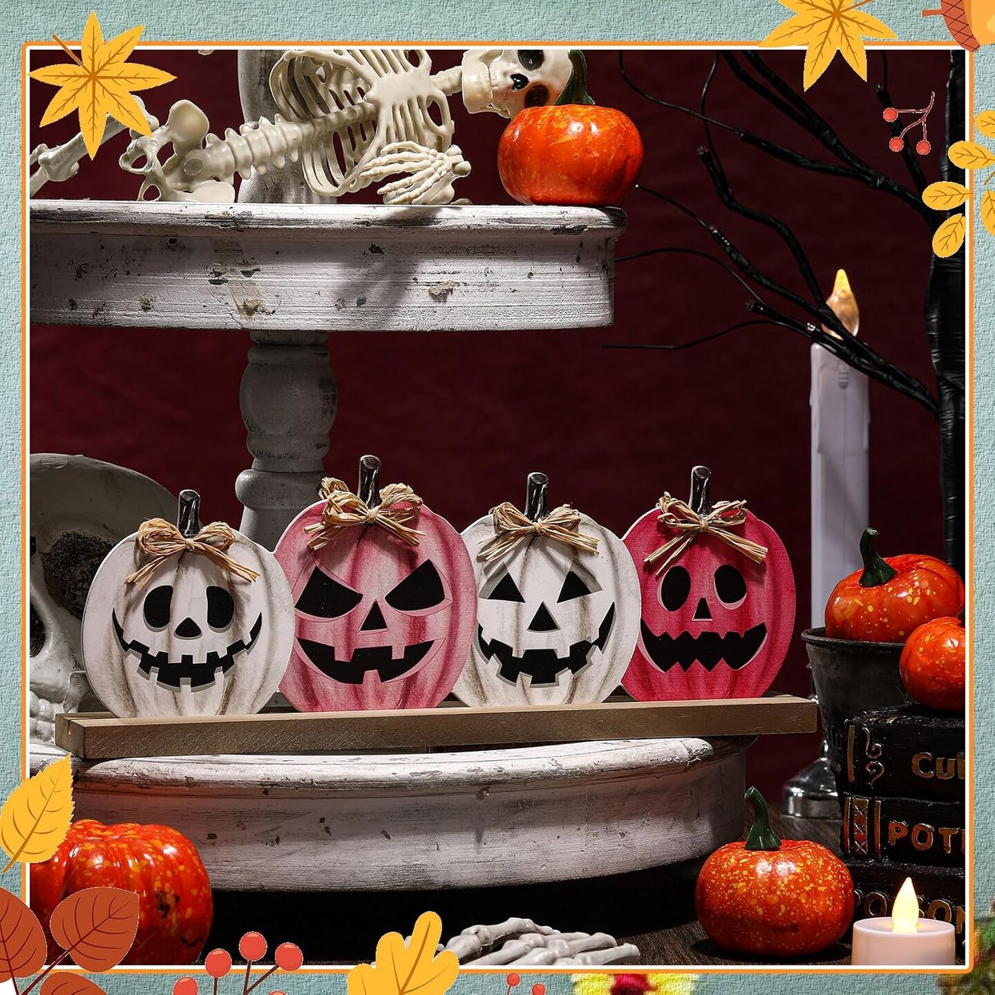 Pink Halloween Pumpkin Pastel Sign Decor